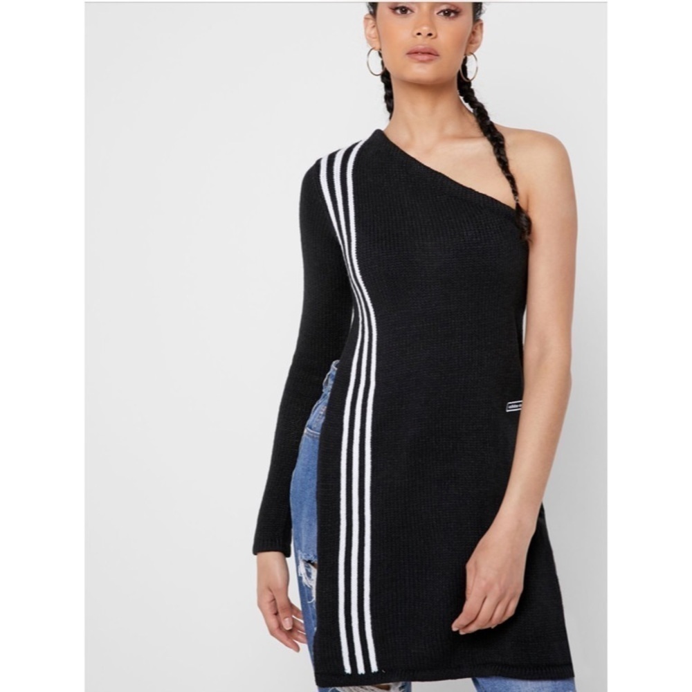 Adidas TLRD 3 stripe sweater one shoulder NWT!